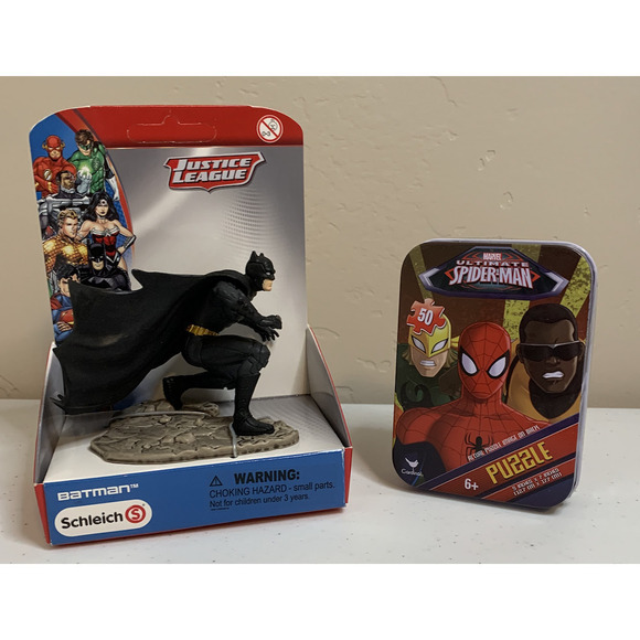Schleich Other - Superhero Bundle-Batman Figure & Spider-Man Puzzle